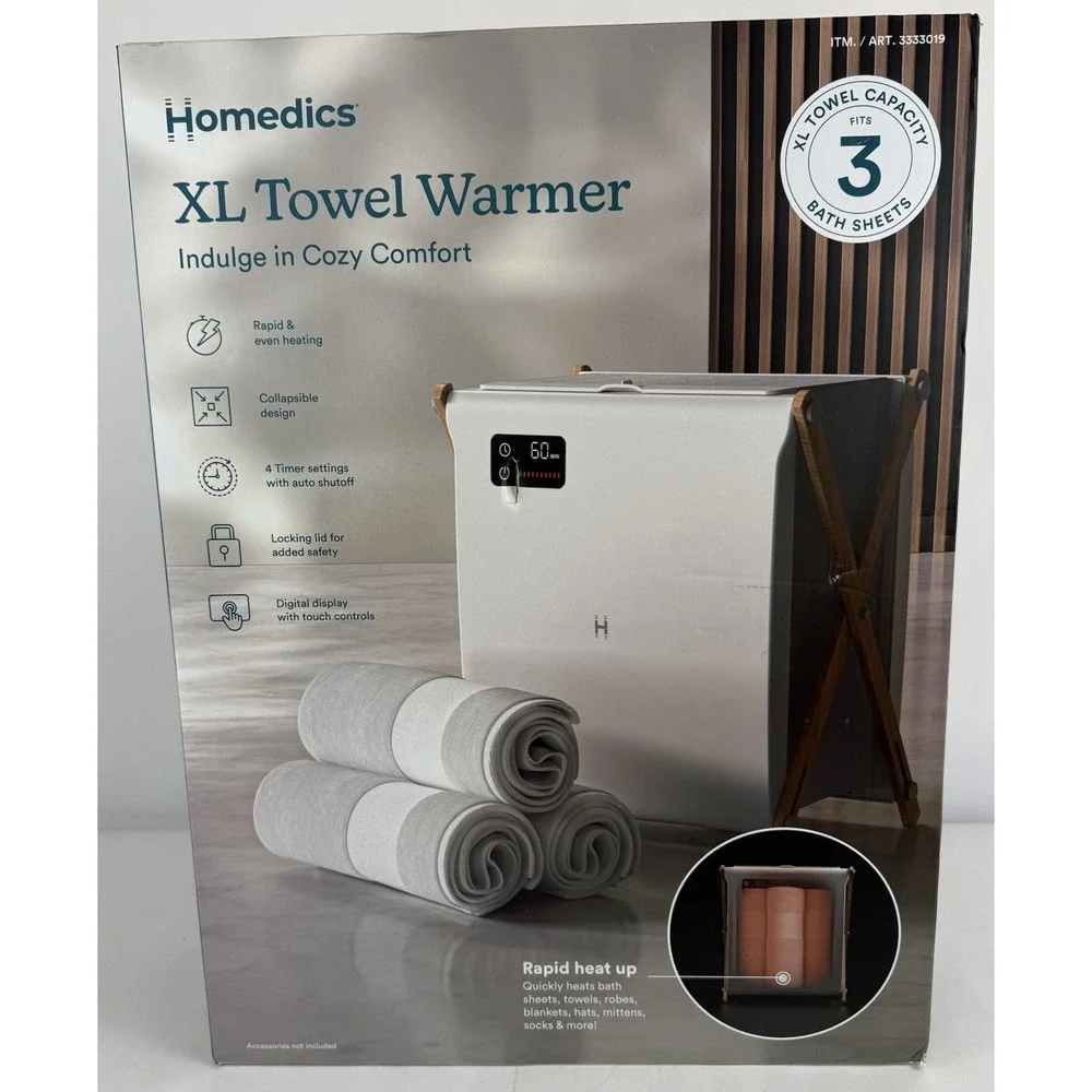 NIB Homedics XL Towel Warmer, Luxe Spa Edition Item 3333019